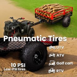 XtremepowerUS Multi-Utility ATV/UTV Trailer Tow Behind Dump Cart, 1500lbs 15 cu. ft Capacity, Garden Waste Pull Trailer for Lawn Mower Tractor