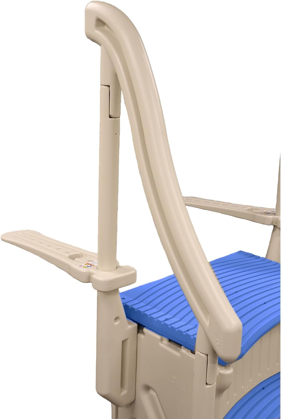 Confer Plastics Curved Drop-in Inground Pool Step 3 Tread Stair Entry System w/ 2 Handrails & Adjustable Mounting Brackets - Base Step, Blue Treads