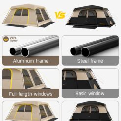 FanttikOutdoor Zeta C8 Air/C10 Air Camping Tent, Lightweight 10 Person Instant Cabin Tent