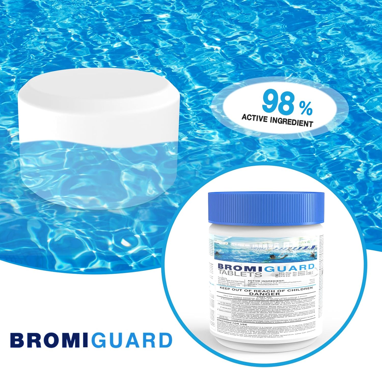 Bromine Tablets for SPA Hot Tub 1lb 50LB Tabs Brominating Tablets Booster Eliminates Bacteria Algae Soft Water Feel No Chlorine Odor Chemical Sanitizer (50 LB)