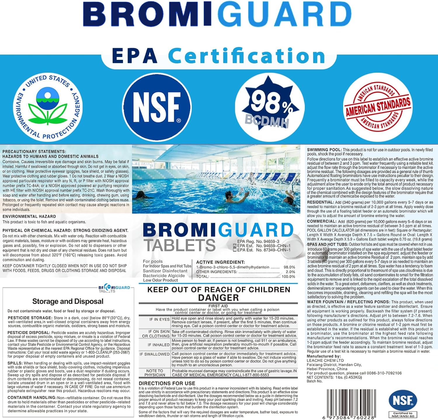 Bromine Tablets for SPA Hot Tub 1lb 50LB Tabs Brominating Tablets Booster Eliminates Bacteria Algae Soft Water Feel No Chlorine Odor Chemical Sanitizer (50 LB)