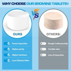 Bromine Tablets for SPA Hot Tub 1lb 50LB Tabs Brominating Tablets Booster Eliminates Bacteria Algae Soft Water Feel No Chlorine Odor Chemical Sanitizer (50 LB)