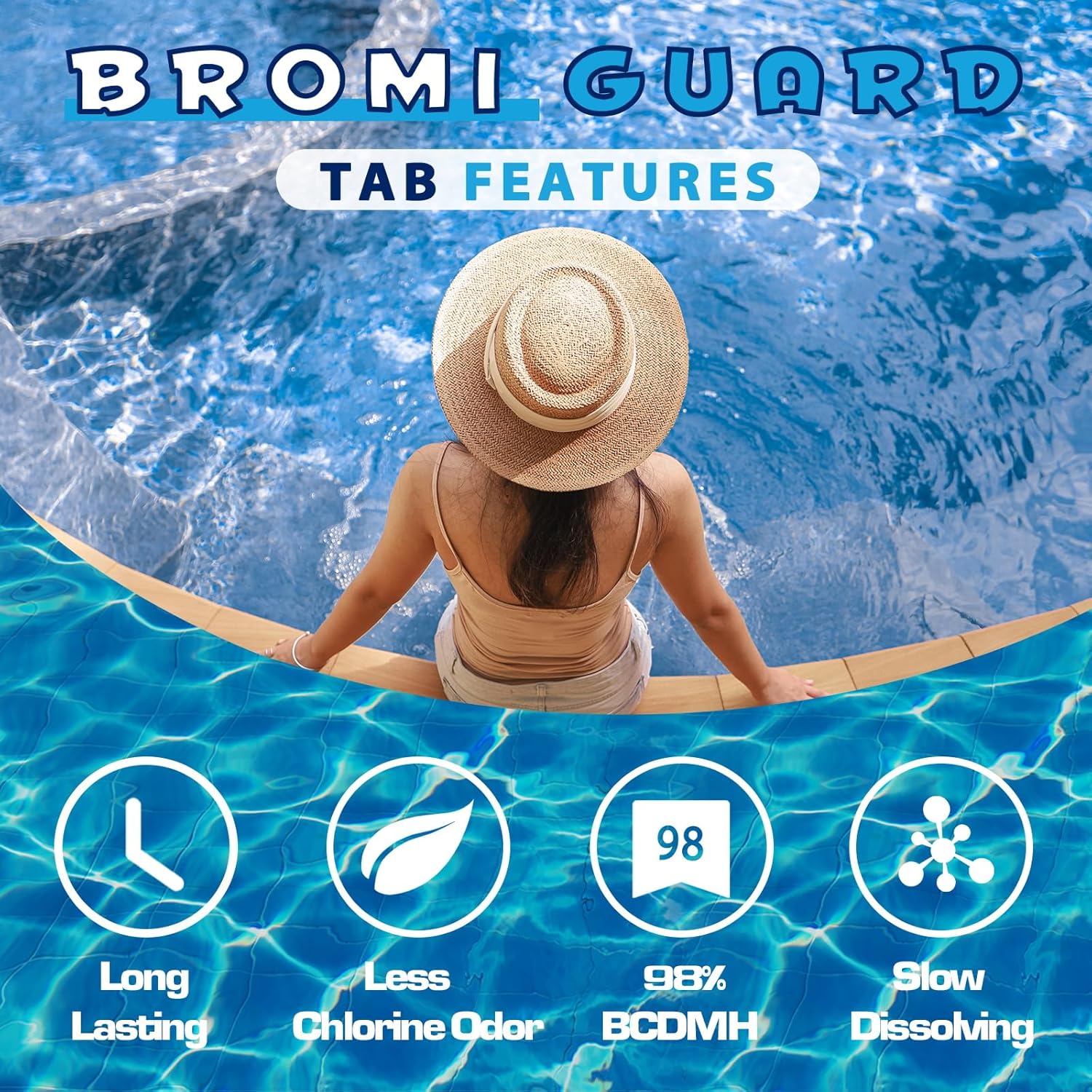 Bromine Tablets for SPA Hot Tub 1lb 50LB Tabs Brominating Tablets Booster Eliminates Bacteria Algae Soft Water Feel No Chlorine Odor Chemical Sanitizer (50 LB)