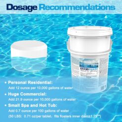 Bromine Tablets for SPA Hot Tub 1lb 50LB Tabs Brominating Tablets Booster Eliminates Bacteria Algae Soft Water Feel No Chlorine Odor Chemical Sanitizer (50 LB)