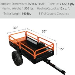 Impact IMPLEMENTS 1500lb Utility Cart Cargo Trailer with Solid Steel Floor