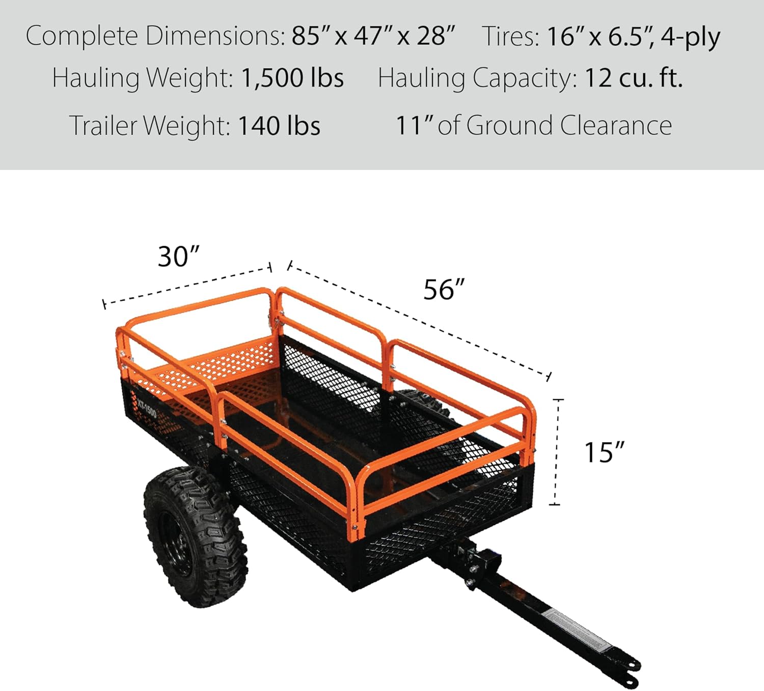 Impact IMPLEMENTS 1500lb Utility Cart Cargo Trailer with Solid Steel Floor
