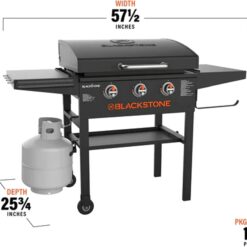 Blackstone 28 Inch Griddle 2080 Original 3-Burner XL Griddle with Hood and Side Shelves Outdoor Flat Top Grill