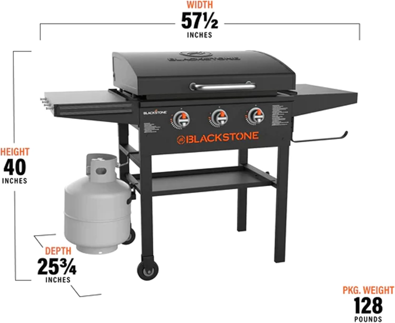 Blackstone 28 Inch Griddle 2080 Original 3-Burner XL Griddle with Hood and Side Shelves Outdoor Flat Top Grill