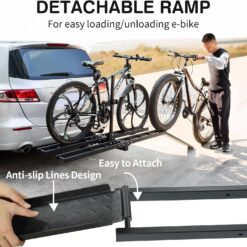 Platform Bike Rack Hitch Mount with Ramp for 2 Bikes - Ebike Rack Fit Fat Tire Up to 200 lbs