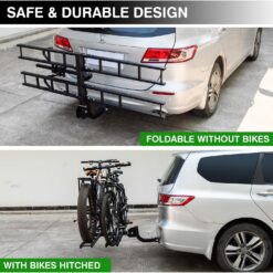 Platform Bike Rack Hitch Mount with Ramp for 2 Bikes - Ebike Rack Fit Fat Tire Up to 200 lbs
