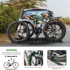 Platform Bike Rack Hitch Mount with Ramp for 2 Bikes - Ebike Rack Fit Fat Tire Up to 200 lbs