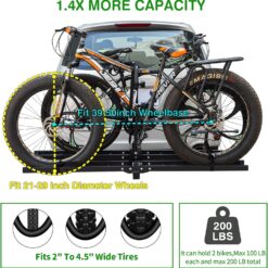 Platform Bike Rack Hitch Mount with Ramp for 2 Bikes - Ebike Rack Fit Fat Tire Up to 200 lbs