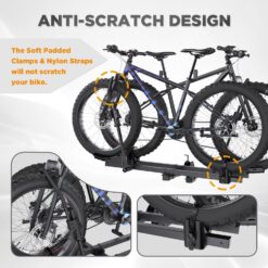 TANX Bike Racks for Ebikes,Fat Tire Bike Rack for Tow Hitch 2-Bike 200 lbs Capacity,Hitch Bike Rack