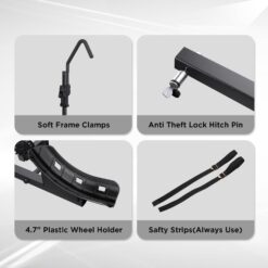 TANX Bike Racks for Ebikes,Fat Tire Bike Rack for Tow Hitch 2-Bike 200 lbs Capacity,Hitch Bike Rack