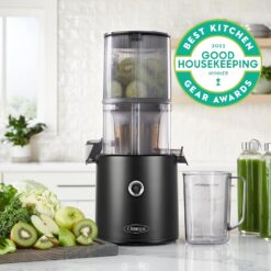 Omega Juicer Easy Clean Slow Masticating Cold Press Vegetable and Fruit Juice Extractor Effortless Series, Black