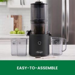 Omega Juicer Easy Clean Slow Masticating Cold Press Vegetable and Fruit Juice Extractor Effortless Series, Black