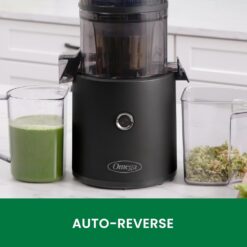 Omega Juicer Easy Clean Slow Masticating Cold Press Vegetable and Fruit Juice Extractor Effortless Series, Black