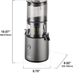 Omega Juicer Easy Clean Slow Masticating Cold Press Vegetable and Fruit Juice Extractor Effortless Series, Gray