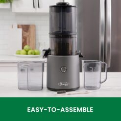 Omega Juicer Easy Clean Slow Masticating Cold Press Vegetable and Fruit Juice Extractor Effortless Series, Gray