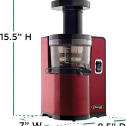 Omega Juicer Cold Press Vertical 43 RPM Slow Masticating Compact Juice Extractor, Red