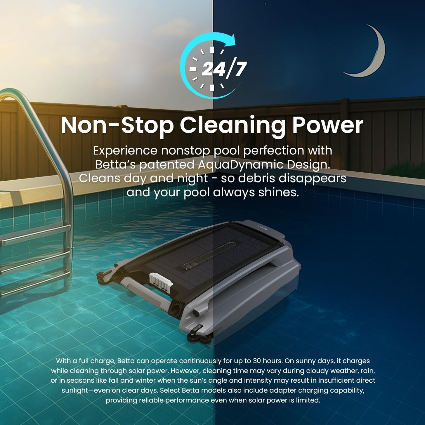 Betta SE Plus Solar Powered Robotic Pool Skimmer with Carrying and Storage Bag