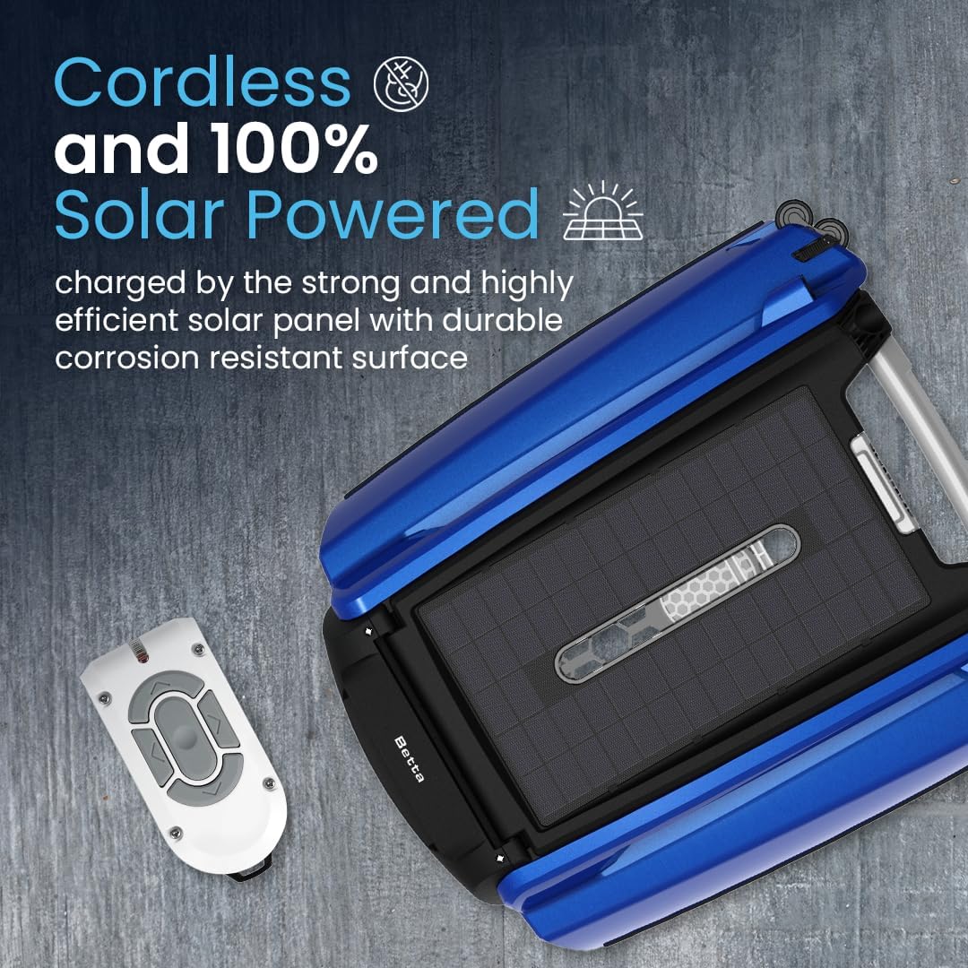 Betta SE Solar-Powered Robotic Automatic Pool Skimmer Cleaner with Carrying and Storage Bag (Blue)