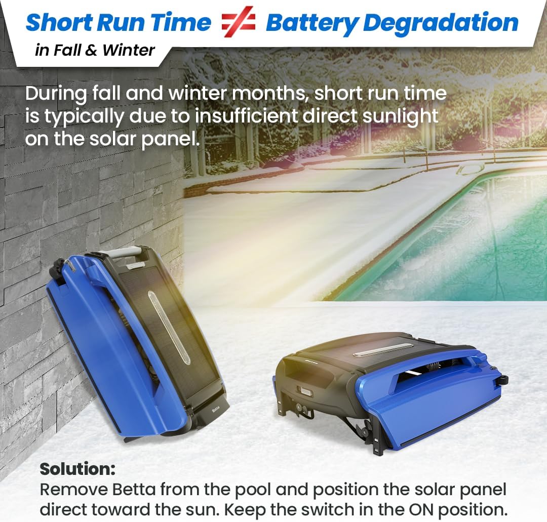 Betta SE Solar-Powered Robotic Automatic Pool Skimmer Cleaner with Carrying and Storage Bag (Blue)