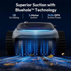 Bubot 700 C10 Pool Cleaner Robot, Cordless Pool Vacuum w/Superior Suction, Triple Motors, Space Grey