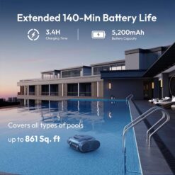 Bubot 700 C10 Pool Cleaner Robot, Cordless Pool Vacuum w/Superior Suction, Triple Motors, Space Grey