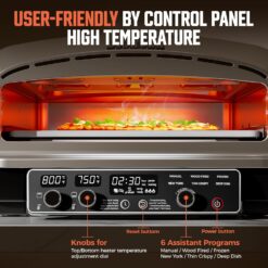 BIG HORN OUTDOORS Pizza Oven Indoor, 14 Inch Electric Countertop Oven, Stainless Steel