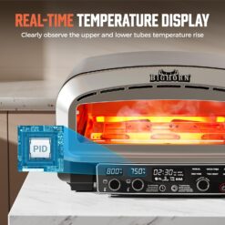 BIG HORN OUTDOORS Pizza Oven Indoor, 14 Inch Electric Countertop Oven, Stainless Steel