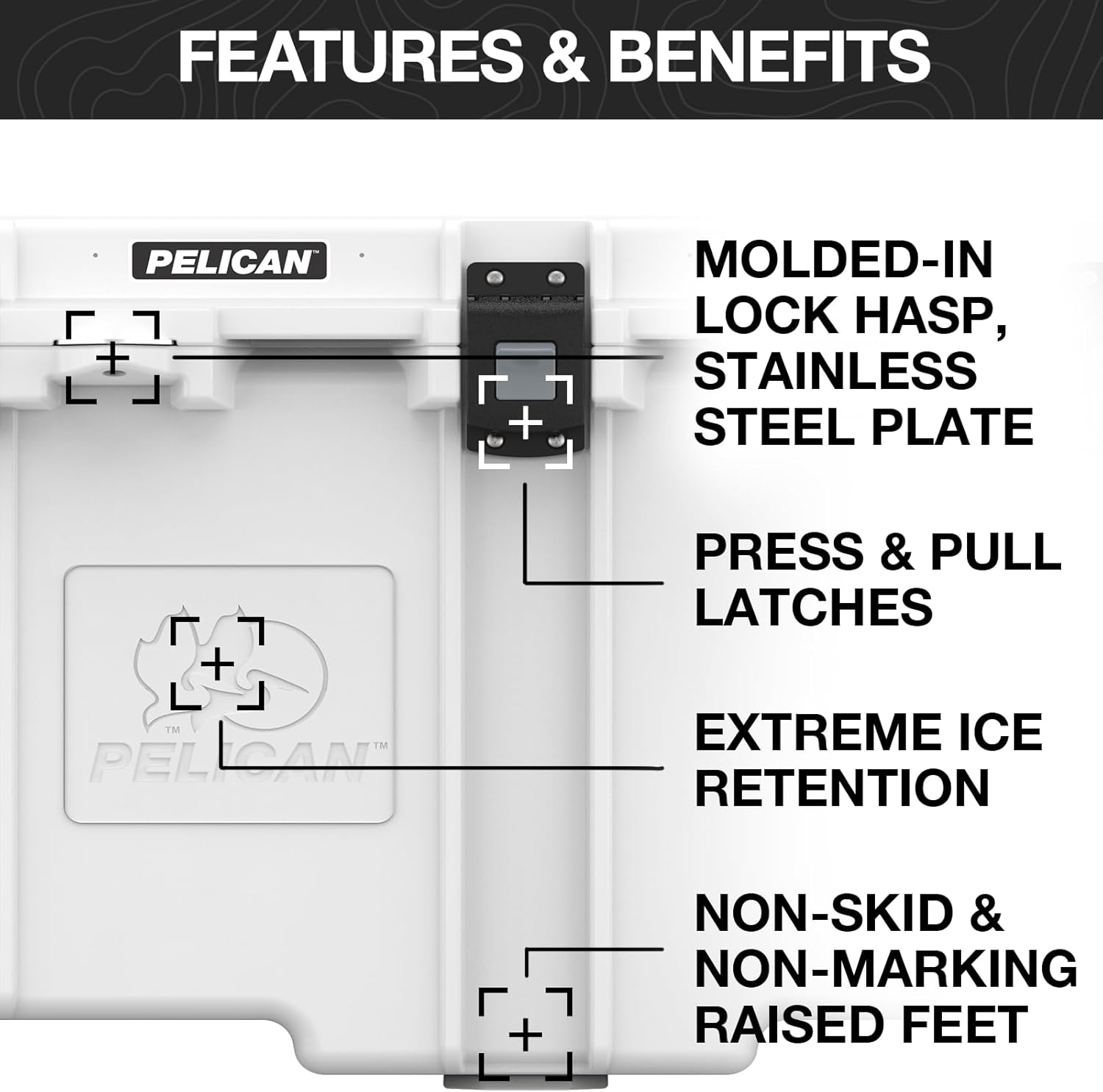 Pelican 70 Quart Elite Cooler, White/Gray