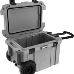 Pelican 65QT Elite Wheeled Cooler, Dark Grey/Black
