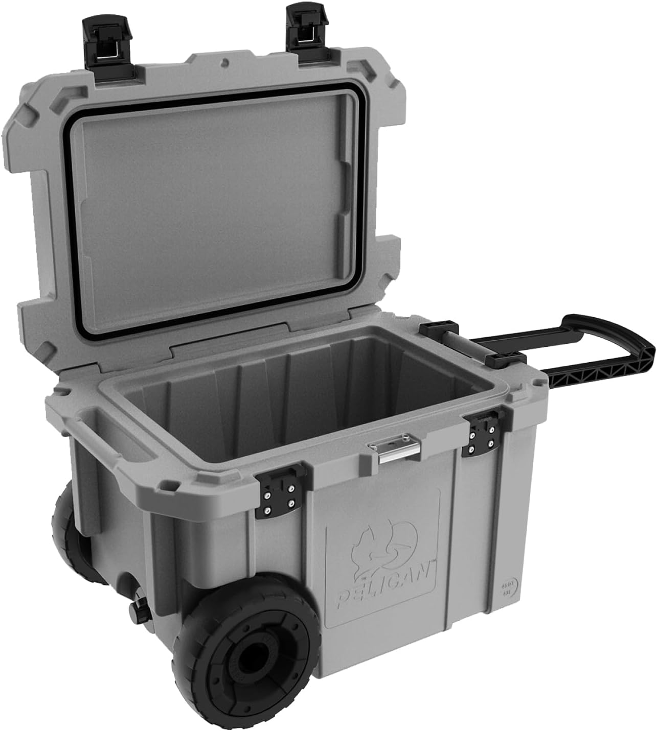 Pelican 65QT Elite Wheeled Cooler, Dark Grey/Black