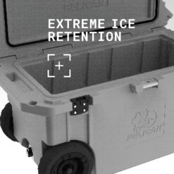 Pelican 65QT Elite Wheeled Cooler, Dark Grey/Black