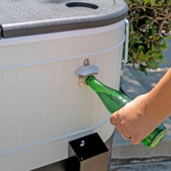 Permasteel 120-Qt Rolling Ice Chest, Portable Patio Party Bar Drink Cooler Cart with Wheels, White