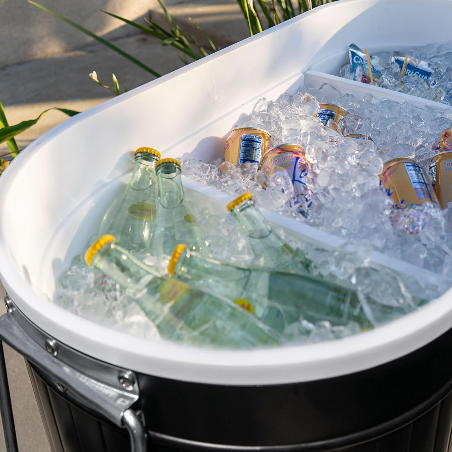 Permasteel 120-Qt Rolling Ice Chest, Portable Patio Party Bar Drink Cooler Cart with Wheels, Drink Dividers, Black