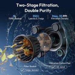 BuVortex V5 Robotic Surface Skimmer, Pool Cleaner with Powerful Suction, Dual Motor, 5L Filter for Pools up to 538 Sq.Ft