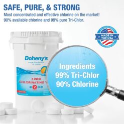 Doheny’s 3-Inch Stabilized Chlorine Tablets for Sanitizing Swimming Pools | Individually Wrapped 100lb Bucket