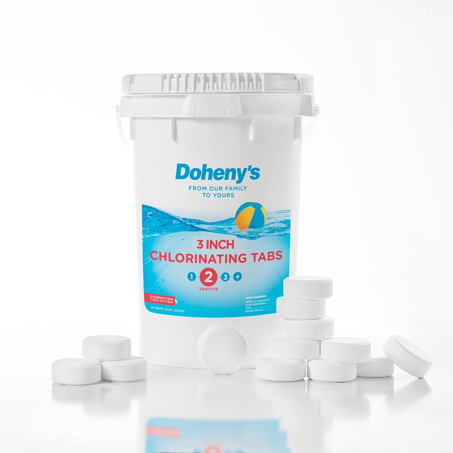 Doheny’s 3-Inch Stabilized Chlorine Tablets for Sanitizing Swimming Pools | Individually Wrapped 100lb Bucket