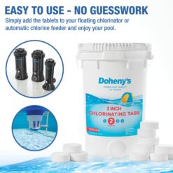 Doheny’s 3-Inch Stabilized Chlorine Tablets for Sanitizing Swimming Pools | Individually Wrapped 100lb Bucket