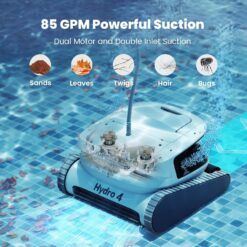 Hydro 4 Corded Robotic Pool Cleaner, Pool Vacuum for Inground Aboveground Pools, 4.1L Filter Basket