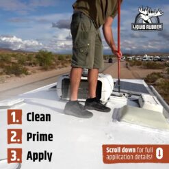 Liquid Rubber RV Roof Sealant- Professional-Grade Solar Reflective Flexible Waterproof Membrane Coating - Brilliant White, 5 Gallon