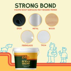 Ziollo RV 30 ft Roof Repair Kit - Roof Repair Kit to Seal and Waterproof, Bond to EPDM Rubber with Sealant