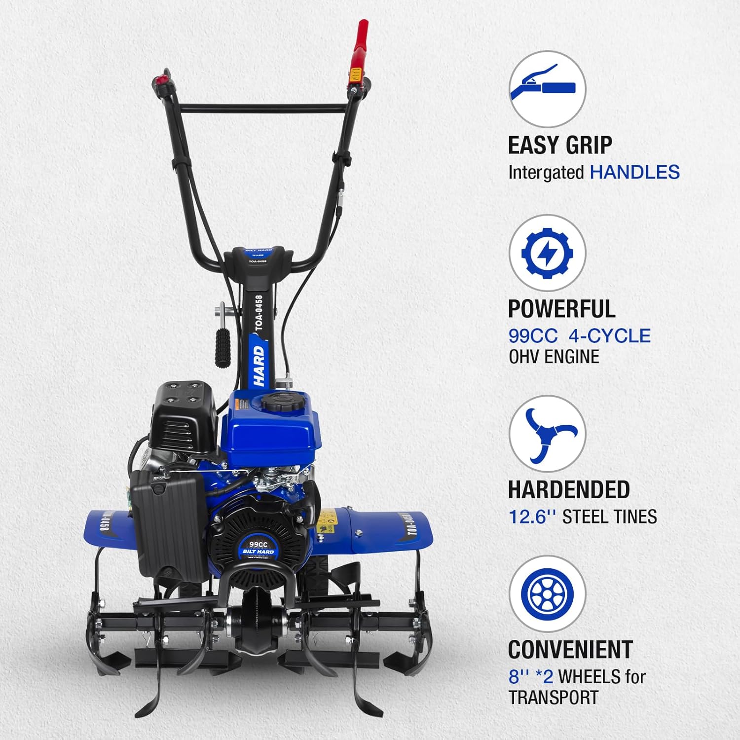 BILT HARD 99cc 4-Cycle Engine Gas Powered Tiller Cultivator
