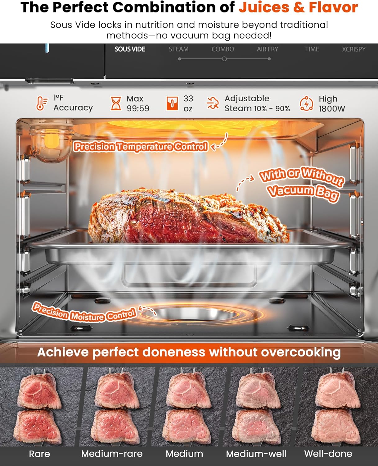 Nuwave Combi Steam Oven, 16Qt All-in-One Stainless Steel Multi-Cooker
