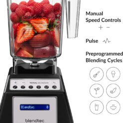 Blendtec Total Classic Original Blender - WildSide+ Jar (90 oz) - Professional-Grade Power - 6 Pre-programmed Cycles - 10-speeds - Black