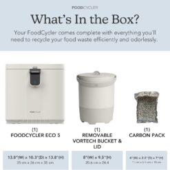 Eco 5 Award-Winning Kitchen Food Recycler | Indoor Composter Bin Alternative | White