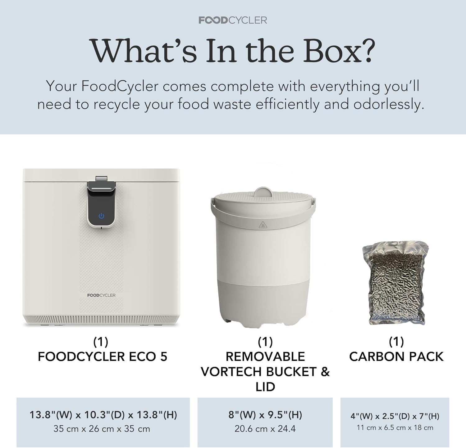 Eco 5 Award-Winning Kitchen Food Recycler | Indoor Composter Bin Alternative | White