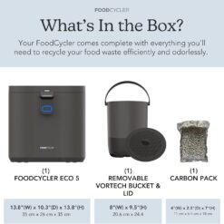 Eco 5 Award-Winning Kitchen Food Recycler | Indoor Composter Bin Alternative | Grey